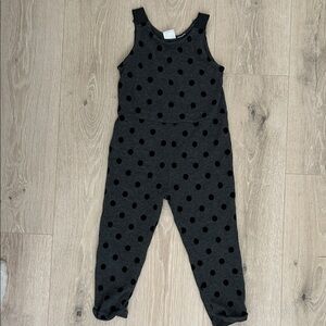 Chic Zara Kids Grey with Black Polkadot Girls Overalls Bodysuit size 3/4